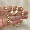 Oro Laminado Basic Necklace, Gold Filled Style Figaro Design, Polished, Golden Finish, 5.222.011.30 (200 Gauge, 08 MM Thickness, 30 Inches Length)
