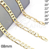 Oro Laminado Basic Necklace, Gold Filled Style Figaro Design, Polished, Golden Finish, 5.222.011.30 (200 Gauge, 08 MM Thickness, 30 Inches Length)