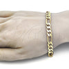 Oro Laminado Basic Bracelet, Gold Filled Style Figaro Design, Polished, Golden Finish, 5.222.011.08 (200 Gauge, 08 MM Thickness, 8 Inches Length)