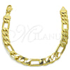 Oro Laminado Basic Bracelet, Gold Filled Style Figaro Design, Polished, Golden Finish, 5.222.011.08 (200 Gauge, 08 MM Thickness, 8 Inches Length)