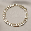 Oro Laminado Basic Bracelet, Gold Filled Style Figaro Design, Polished, Golden Finish, 5.222.011.08 (200 Gauge, 08 MM Thickness, 8 Inches Length)