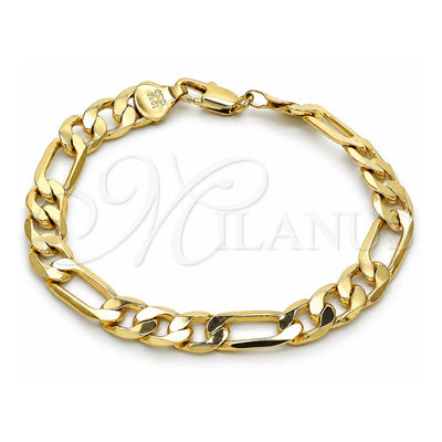 Oro Laminado Basic Bracelet, Gold Filled Style Figaro Design, Polished, Golden Finish, 5.222.011.08 (200 Gauge, 08 MM Thickness, 8 Inches Length)
