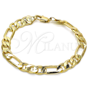 Oro Laminado Basic Bracelet, Gold Filled Style Figaro Design, Polished, Golden Finish, 5.222.011.08 (200 Gauge, 08 MM Thickness, 8 Inches Length)