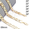 Oro Laminado Basic Necklace, Gold Filled Style Mariner Design, Polished, Golden Finish, 5.222.021.28 (200 Gauge, 09 MM Thickness, 28 Inches Length)