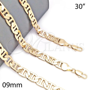 Oro Laminado Basic Necklace, Gold Filled Style Mariner Design, Polished, Golden Finish, 5.222.021.30 (200 Gauge, 09 MM Thickness, 30 Inches Length)