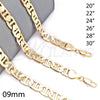 Oro Laminado Basic Necklace, Gold Filled Style Mariner Design, Polished, Golden Finish, 5.222.021.30 (200 Gauge, 09 MM Thickness, 30 Inches Length)
