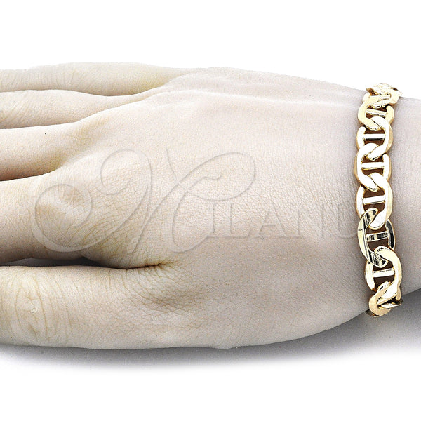 Oro Laminado Basic Bracelet, Gold Filled Style Mariner Design, Polished, Golden Finish, 5.222.021.08 (200 Gauge, 09 MM Thickness, 9 Inches Length)