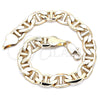 Oro Laminado Basic Bracelet, Gold Filled Style Mariner Design, Polished, Golden Finish, 5.222.021.08 (200 Gauge, 09 MM Thickness, 9 Inches Length)