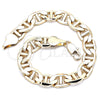 Oro Laminado Basic Bracelet, Gold Filled Style Mariner Design, Polished, Golden Finish, 5.222.021.08 (200 Gauge, 09 MM Thickness, 9 Inches Length)