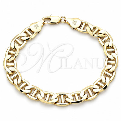 Oro Laminado Basic Bracelet, Gold Filled Style Mariner Design, Polished, Golden Finish, 5.222.021.08 (200 Gauge, 09 MM Thickness, 9 Inches Length)