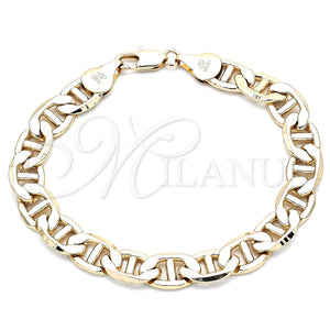 Oro Laminado Basic Bracelet, Gold Filled Style Mariner Design, Polished, Golden Finish, 5.222.021.08 (200 Gauge, 09 MM Thickness, 9 Inches Length)