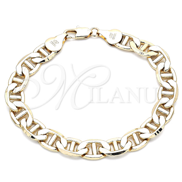 Oro Laminado Basic Bracelet, Gold Filled Style Mariner Design, Polished, Golden Finish, 5.222.021.08 (200 Gauge, 09 MM Thickness, 9 Inches Length)