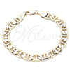Oro Laminado Basic Bracelet, Gold Filled Style Mariner Design, Polished, Golden Finish, 5.222.021.08 (200 Gauge, 09 MM Thickness, 9 Inches Length)