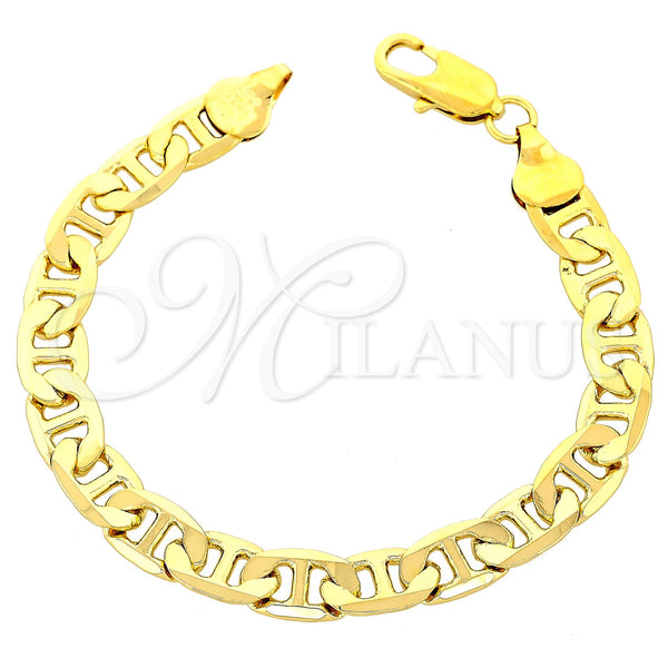 Oro Laminado Basic Bracelet, Gold Filled Style Mariner Design, Polished, Golden Finish, 5.222.022.08 (180 Gauge, 08 MM Thickness, 8 Inches Length)