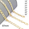Oro Laminado Basic Necklace, Gold Filled Style Mariner Design, Polished, Golden Finish, 5.222.023.30 (150 Gauge, 07 MM Thickness, 30 Inches Length)