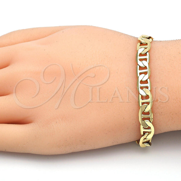 Oro Laminado Basic Bracelet, Gold Filled Style Mariner Design, Polished, Golden Finish, 5.222.023.08 (150 Gauge, 07 MM Thickness, 8 Inches Length)