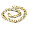 Oro Laminado Basic Bracelet, Gold Filled Style Mariner Design, Polished, Golden Finish, 5.222.023.08 (150 Gauge, 07 MM Thickness, 8 Inches Length)