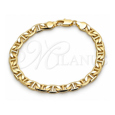 Oro Laminado Basic Bracelet, Gold Filled Style Mariner Design, Polished, Golden Finish, 5.222.023.08 (150 Gauge, 07 MM Thickness, 8 Inches Length)