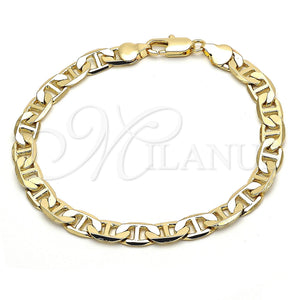 Oro Laminado Basic Bracelet, Gold Filled Style Mariner Design, Polished, Golden Finish, 5.222.023.08 (150 Gauge, 07 MM Thickness, 8 Inches Length)