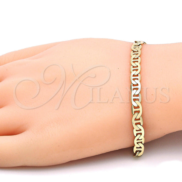Oro Laminado Basic Bracelet, Gold Filled Style Mariner Design, Polished, Golden Finish, 5.222.024.08 (120 Gauge, 06 MM Thickness, 8 Inches Length)