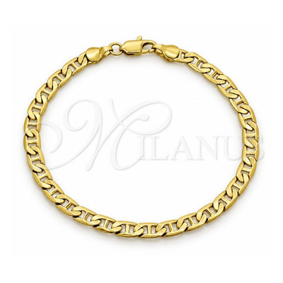 Oro Laminado Basic Bracelet, Gold Filled Style Mariner Design, Polished, Golden Finish, 5.222.024.08 (120 Gauge, 06 MM Thickness, 8 Inches Length)