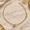 Oro Laminado Fancy Bracelet, Gold Filled Style with White Micro Pave, Polished, Golden Finish, 03.100.0001 (03 MM Thickness, 7 Inches Length)
