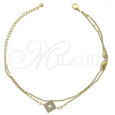 Oro Laminado Fancy Bracelet, Gold Filled Style with White Micro Pave, Polished, Golden Finish, 03.100.0001 (03 for wholesale, main product view