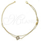 Oro Laminado Fancy Bracelet, Gold Filled Style with White Micro Pave, Polished, Golden Finish, 03.100.0001 (03 MM Thickness, 7 Inches Length)