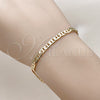 Oro Laminado Basic Bracelet, Gold Filled Style Mariner and Mariner Design, Polished, Golden Finish, 5.222.025.07 (100 Gauge, 04 MM Thickness, 7 Inches Length)