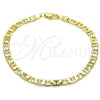 Oro Laminado Basic Bracelet, Gold Filled Style Mariner and Mariner Design, Polished, Golden Finish, 5.222.025.07 (100 Gauge, 04 MM Thickness, 7 Inches Length)