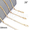 Oro Laminado Basic Necklace, Gold Filled Style Pave Mariner Design, Polished, Golden Finish, 5.222.029.28 (0.80 Gauge, 04 MM Thickness, 28 Inches Length)