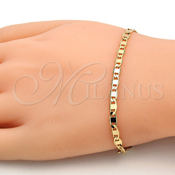 Oro Laminado Basic Bracelet, Gold Filled Style Mariner Design, Polished, Golden Finish, 5.222.029.07 (0.80 Gauge, 04 MM Thickness, 7 Inches Length)