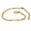 Oro Laminado Basic Bracelet, Gold Filled Style Mariner Design, Polished, Golden Finish, 5.222.029.07 (0.80 Gauge, 04 MM Thickness, 7 Inches Length)