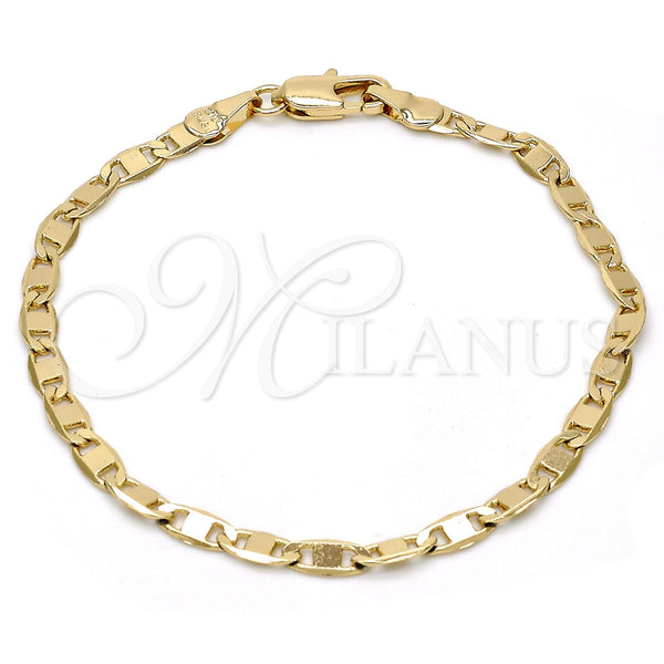 Oro Laminado Basic Bracelet, Gold Filled Style Mariner Design, Polished, Golden Finish, 5.222.029.07 (0.80 Gauge, 04 MM Thickness, 7 Inches Length)