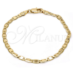 Oro Laminado Basic Bracelet, Gold Filled Style Mariner Design, Polished, Golden Finish, 5.222.029.07 (0.80 Gauge, 04 MM Thickness, 7 Inches Length)