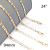 Oro Laminado Basic Necklace, Gold Filled Style Mariner Design, Diamond Cutting Finish, Golden Finish, 5.222.030.24 (0.80 Gauge, 04 MM Thickness, 24 Inches Length)