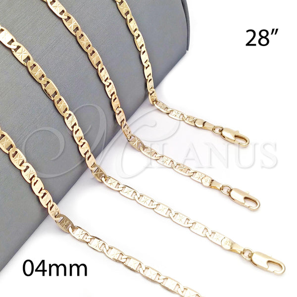 Oro Laminado Basic Necklace, Gold Filled Style Mariner Design, Diamond Cutting Finish, Golden Finish, 5.222.030.28 (0.80 Gauge, 04 MM Thickness, 28 Inches Length)