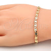 Oro Laminado Basic Bracelet, Gold Filled Style Mariner Design, Diamond Cutting Finish, Golden Finish, 5.222.030.07 (0.80 Gauge, 04 MM Thickness, 7 Inches Length)