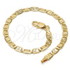 Oro Laminado Basic Bracelet, Gold Filled Style Mariner Design, Diamond Cutting Finish, Golden Finish, 5.222.030.07 (0.80 Gauge, 04 MM Thickness, 7 Inches Length)