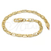 Oro Laminado Basic Bracelet, Gold Filled Style Mariner Design, Diamond Cutting Finish, Golden Finish, 5.222.030.07 (0.80 Gauge, 04 MM Thickness, 7 Inches Length)