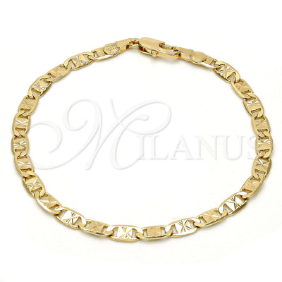Oro Laminado Basic Bracelet, Gold Filled Style Mariner Design, Diamond Cutting Finish, Golden Finish for wholesale, main product view