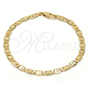 Oro Laminado Basic Bracelet, Gold Filled Style Mariner Design, Diamond Cutting Finish, Golden Finish, 5.222.030.07 (0.80 Gauge, 04 MM Thickness, 7 Inches Length)