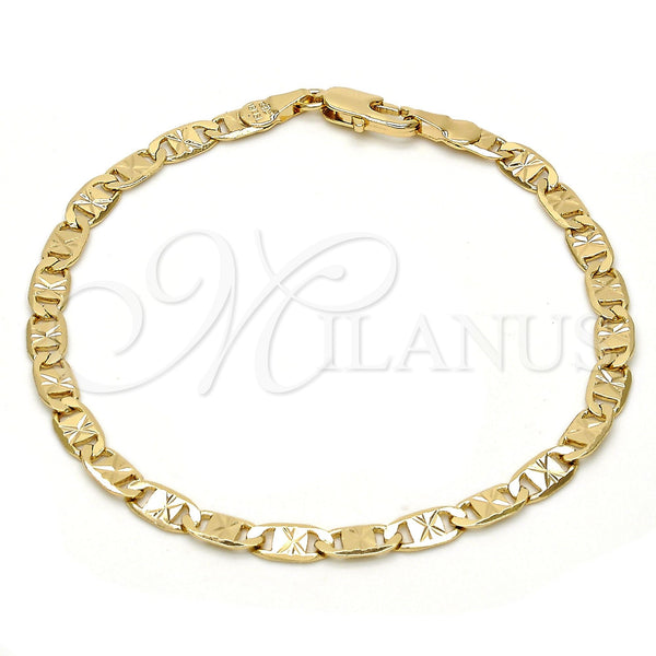 Oro Laminado Basic Bracelet, Gold Filled Style Mariner Design, Diamond Cutting Finish, Golden Finish, 5.222.030.07 (0.80 Gauge, 04 MM Thickness, 7 Inches Length)