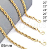 Oro Laminado Basic Necklace, Gold Filled Style Rope Design, Polished, Golden Finish, 5.222.033.24 (05 MM Thickness, 24 Inches Length)