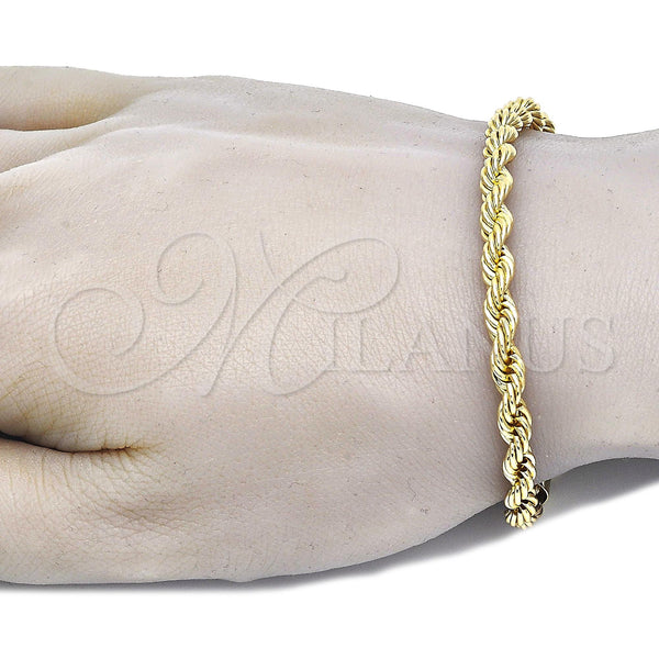 Oro Laminado Basic Bracelet, Gold Filled Style Rope Design, Polished, Golden Finish, 5.222.033.08 (05 MM Thickness, 8 Inches Length)