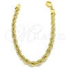 Oro Laminado Basic Bracelet, Gold Filled Style Rope Design, Polished, Golden Finish, 5.222.033.08 (05 MM Thickness, 8 Inches Length)