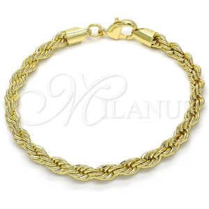 Oro Laminado Basic Bracelet, Gold Filled Style Rope Design, Polished, Golden Finish, 5.222.033.08 (05 MM Thickness, 8 Inches Length)
