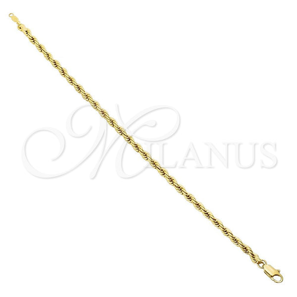 Oro Laminado Basic Bracelet, Gold Filled Style Rope Design, Polished, Golden Finish, 5.222.034.07 (04 MM Thickness, 7 Inches Length)
