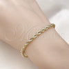 Oro Laminado Basic Bracelet, Gold Filled Style Rope Design, Polished, Golden Finish, 5.222.034.07 (04 MM Thickness, 7 Inches Length)