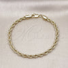 Oro Laminado Basic Bracelet, Gold Filled Style Rope Design, Polished, Golden Finish, 5.222.034.07 (04 MM Thickness, 7 Inches Length)